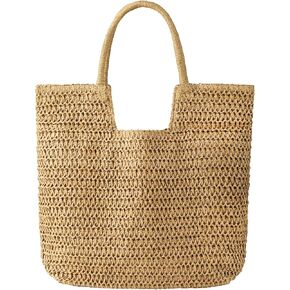 Straw Beach Bags for Women Woven Tote Bag Shoulder Handbags Summer Raffia Straw Purse Large Beach Bag for Vacation