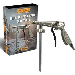 Rintek Aplicator Bedliner Spray Gun with Air Regulator Attached and 1/4 Inch NPT Air Inlet - Fits 1 Liter U-Pol Raptor Bottles Truck Bed Liner