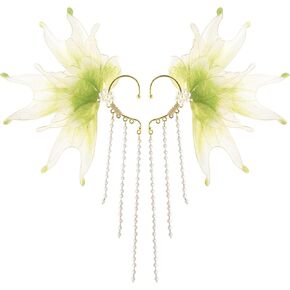 Mermaid Flower Ear Cuffs Non-Piercing Fairy Earrings with Tassel Chains