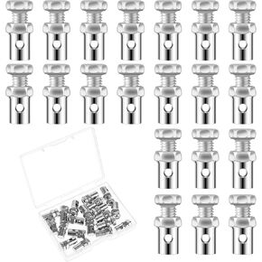 Giantree 20pcs Universal 1/8" Throttle Brake Cable Ends, Go Kart Throttle Cable Stop Clamp, Silver Bicycle Brake Cable Ends, Fit for Bike Motorcycles Scooters Lawn Mowers Tractors