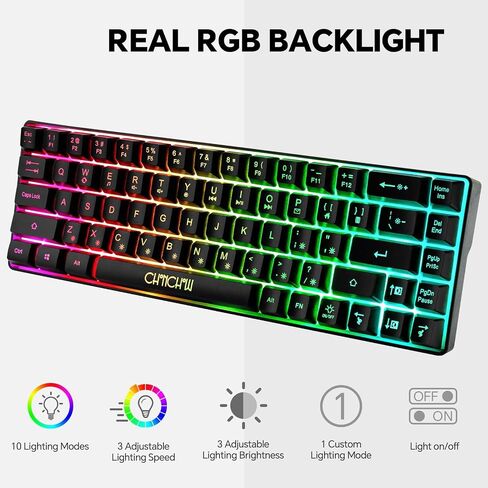 CHONCHOW Mini RGB 60% Gaming Keyboard, 68 Keys Small Compact USB Wired Rainbow Light Up Backlit Gaming Keyboard for Xbox PS4 PS5 PC Laptop Gamer in Saudi Arabia