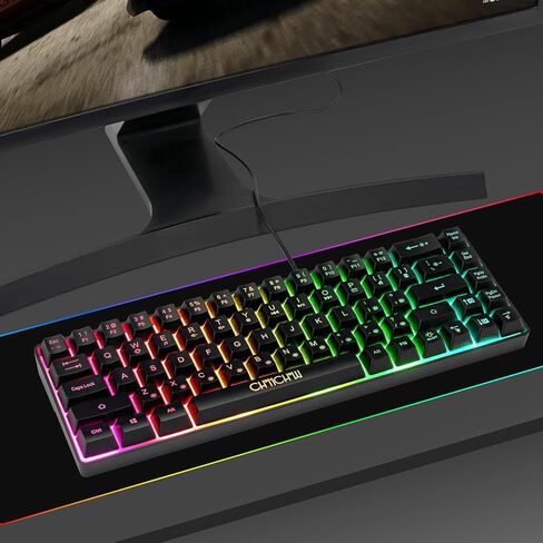 CHONCHOW Mini RGB 60% Gaming Keyboard, 68 Keys Small Compact USB Wired Rainbow Light Up Backlit Gaming Keyboard for Xbox PS4 PS5 PC Laptop Gamer in Saudi Arabia