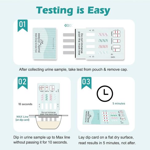 (5 Count) Easy@Home 4 Panel Dip Test Kits - Instant Urine Testing - #EDOAP-144-5P in Saudi Arabia
