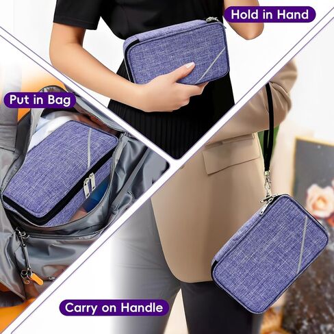 Portable Diabetic Supplies Bag for Glucose Meter, Medication and Other Diabetes Supplies, Diabetes Travel Case with Two Removable Storage Pouches, Purple (Bag Only) in Kuwait