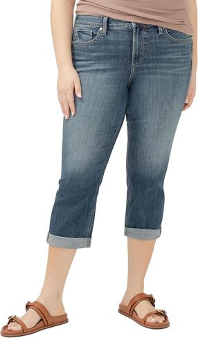 Silver Jeans Co. Women's Plus Size Suki Mid Rise Curvy Fit Capri Jeans in Saudi Arabia