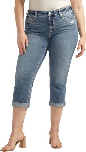 Silver Jeans Co. Women's Plus Size Suki Mid Rise Curvy Fit Capri Jeans in Saudi Arabia