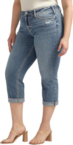 Silver Jeans Co. Women's Plus Size Suki Mid Rise Curvy Fit Capri Jeans in Saudi Arabia