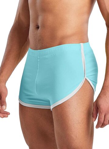 MIZOK Mens Cotton Booty Boxer Short Low Rise Split Side Workout Gym Lounge Shorts in Saudi Arabia