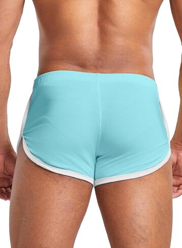 MIZOK Mens Cotton Booty Boxer Short Low Rise Split Side Workout Gym Lounge Shorts in Saudi Arabia