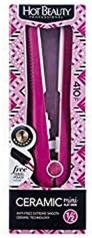 Hot Beauty Professional Ceramic Mini Flat Iron 1/2" Anti-Frizz Extreme Smooth (Violet) Travel Pouch Included in Saudi Arabia