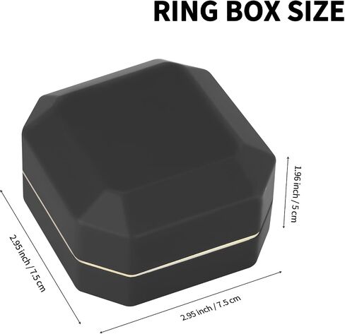Luxury LED Jewelry Ring Box, Velvet Ring Gift Box Storage Case Organizer Holder for Proposal Engagement Wedding Anniversary Birthday Ceremony (Black) in Kuwait