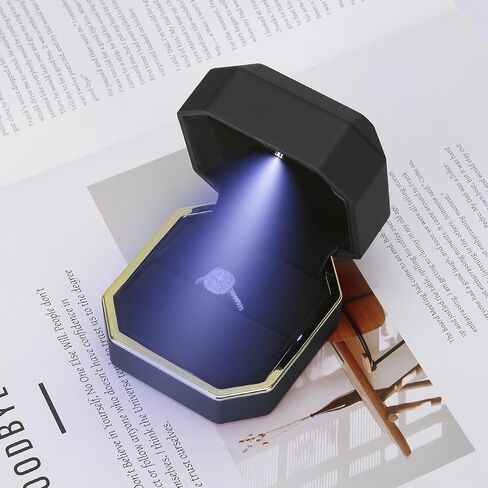 Luxury LED Jewelry Ring Box, Velvet Ring Gift Box Storage Case Organizer Holder for Proposal Engagement Wedding Anniversary Birthday Ceremony (Black) in Kuwait
