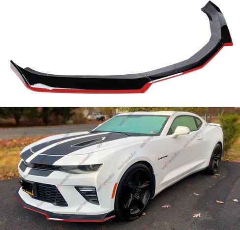 Front Lip Compatible with 2016-2024 Chevy Camaro LT LS RS SS, Red Line Air Dam Lower Chin Spoiler Splitter Fit for 16-24, Protection Body Kit (Matte Black) in Saudi Arabia
