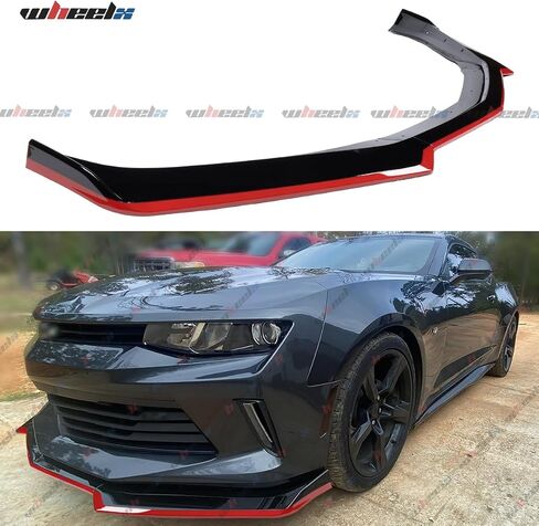 Front Lip Compatible with 2016-2024 Chevy Camaro LT LS RS SS, Red Line Air Dam Lower Chin Spoiler Splitter Fit for 16-24, Protection Body Kit (Matte Black) in Saudi Arabia