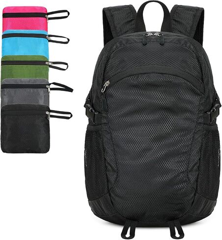 صغار المشي لمسافات طويلة Daypack ، 15L مقاوم للمريخ على ظهره على الظهر قابلة للتعبئة حزمة يوم السفر خفيفة الوزن للنساء الرجال (أسود ، صغير) in Saudi Arabia