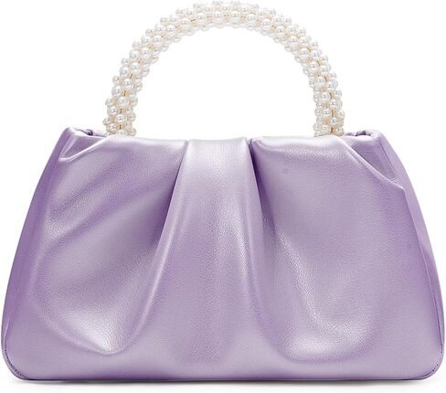 YYW Women Evening Bags Pearl Clutch Purses Soft Leather Ruched Crossbody Handbags for Wedding Bridal Party in Saudi Arabia
