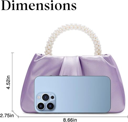 YYW Women Evening Bags Pearl Clutch Purses Soft Leather Ruched Crossbody Handbags for Wedding Bridal Party in Saudi Arabia