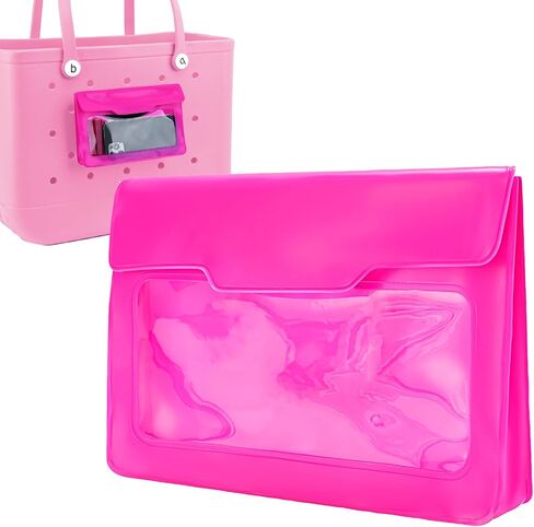 Phone Holder for Bogg Bag, Organizer Pouch for Bogg Bag Accessories, Clear Pouch with Magic Sticker Strap, Cell Phone Holder Compatible with All Beach Tote Attachment Insert Hot Pink in Saudi Arabia