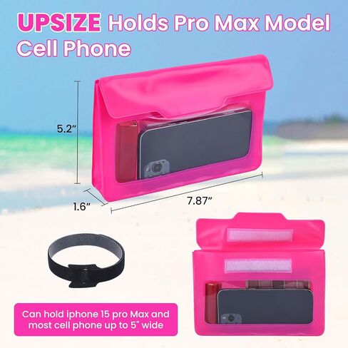 Phone Holder for Bogg Bag, Organizer Pouch for Bogg Bag Accessories, Clear Pouch with Magic Sticker Strap, Cell Phone Holder Compatible with All Beach Tote Attachment Insert Hot Pink in Saudi Arabia
