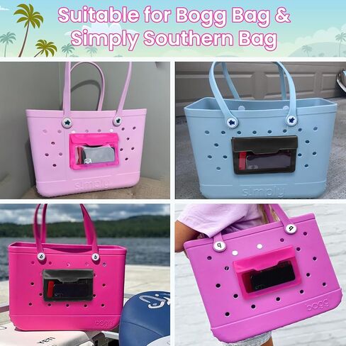 Phone Holder for Bogg Bag, Organizer Pouch for Bogg Bag Accessories, Clear Pouch with Magic Sticker Strap, Cell Phone Holder Compatible with All Beach Tote Attachment Insert Hot Pink in Saudi Arabia