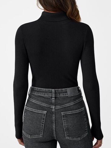 Lillusory Womens Turtleneck Subbed Sevents متماسكة النحيف Fit Tops Pullover Tops Long Sleeve Fall Fashion Complements 2025 in Kuwait
