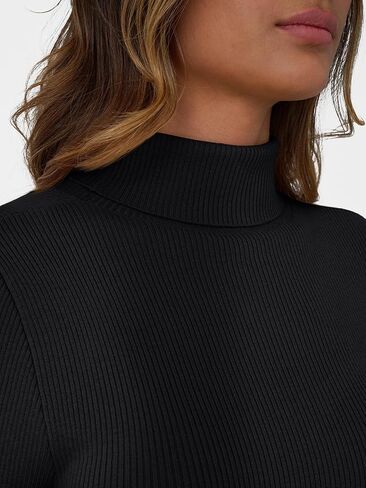 Lillusory Womens Turtleneck Subbed Sevents متماسكة النحيف Fit Tops Pullover Tops Long Sleeve Fall Fashion Complements 2025 in Kuwait