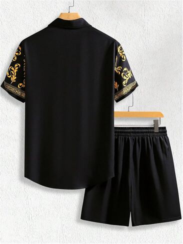 Men's 2 Piece Short Set Short Sleeve Button Down Shirts and Drawstring Waist Shorts Vacation Outfits in Saudi Arabia
