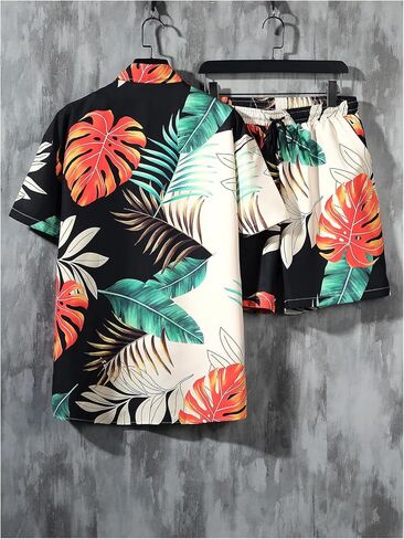 Men's 2 Piece Short Set Short Sleeve Button Down Shirts and Drawstring Waist Shorts Vacation Outfits in Saudi Arabia