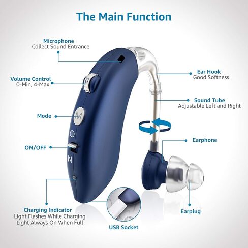 Hearing Aids, Enjoyee Hearing Aids for Seniors Invisible Rechargeable Hearing Amplifier with Noise Cancelling for Adults Hearing Loss, Digital Ear Hearing Assist Devices Volume Control Flesh in Saudi Arabia