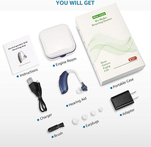 Hearing Aids, Enjoyee Hearing Aids for Seniors Invisible Rechargeable Hearing Amplifier with Noise Cancelling for Adults Hearing Loss, Digital Ear Hearing Assist Devices Volume Control Flesh in Saudi Arabia