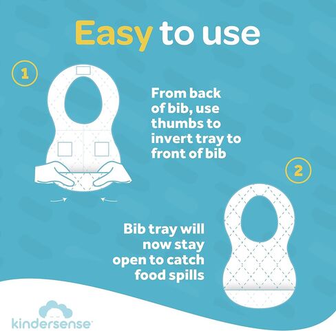 KinderSense® Disposable Baby Bibs (60 Count) for Feeding and Drooling – Travel Bibs for Baby Toddler & Child Boys & Girls | Absorbent and Leakproof - Large Bib Tray in Saudi Arabia
