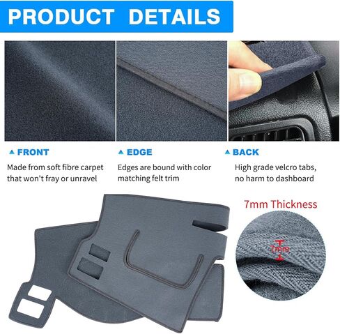 Dashboard Cover Dash Cover Mat Pad Carpet Custom Fit for Ford Fusion 2006 2007 2008 2009 (Black) in Kuwait