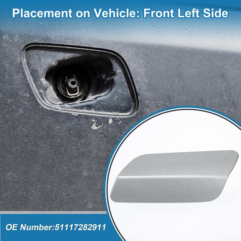 Front Left Side Bumper Headlight Washer Nozzle Cover Cap No.51117282911 Bumper Trim Nozzle Cover for BMW 640i 2012-2015 Silver Tone in Saudi Arabia