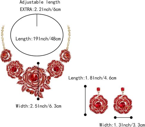 BriLove Gorgeous Stunning Crystal Layer Flower Cluster Statement Necklace Dangle Earrings Jewelry Set for Women Bridal Bridesmaid in Saudi Arabia