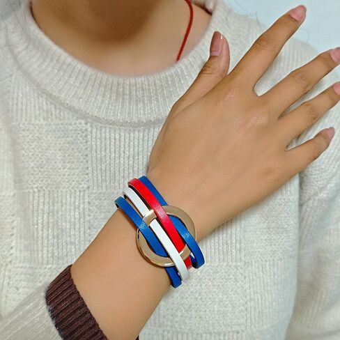 ZMANYIJEW Leather Wrap Bracelets for Women,Boho Cuff Bracelets Multi-Layer Crystal Beads Cuff Bracelet Multilayered Leopard Leather Braided Bangle Wrist Cuff Bangles in Saudi Arabia