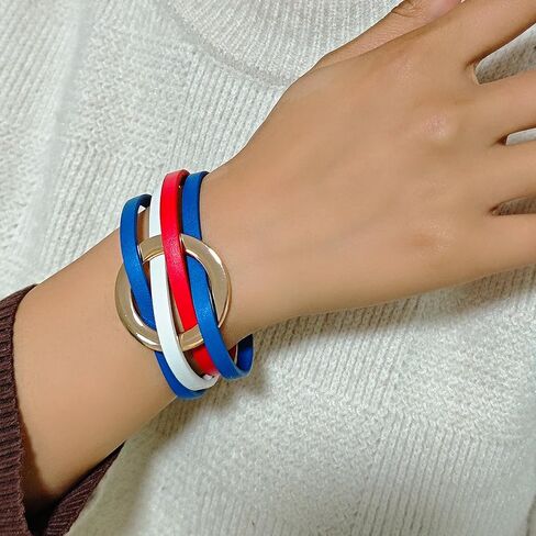 ZMANYIJEW Leather Wrap Bracelets for Women,Boho Cuff Bracelets Multi-Layer Crystal Beads Cuff Bracelet Multilayered Leopard Leather Braided Bangle Wrist Cuff Bangles in Saudi Arabia
