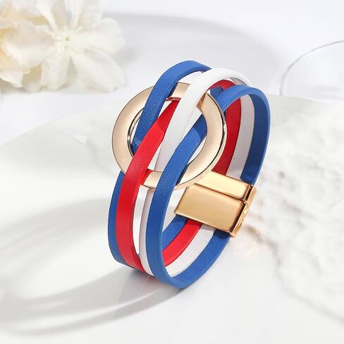 ZMANYIJEW Leather Wrap Bracelets for Women,Boho Cuff Bracelets Multi-Layer Crystal Beads Cuff Bracelet Multilayered Leopard Leather Braided Bangle Wrist Cuff Bangles in Saudi Arabia