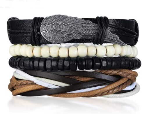 Cuff Braided Leather Bracelet for Women Men Adjustable Friendship Leather Cuff Anchor Life Gift Braided Bracelets Birthday Anniversary in Saudi Arabia