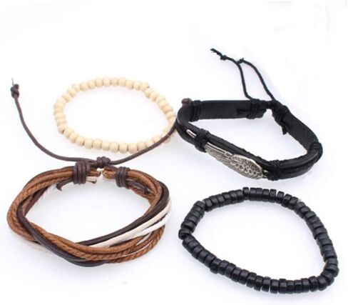 Cuff Braided Leather Bracelet for Women Men Adjustable Friendship Leather Cuff Anchor Life Gift Braided Bracelets Birthday Anniversary in Saudi Arabia