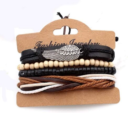 Cuff Braided Leather Bracelet for Women Men Adjustable Friendship Leather Cuff Anchor Life Gift Braided Bracelets Birthday Anniversary in Saudi Arabia