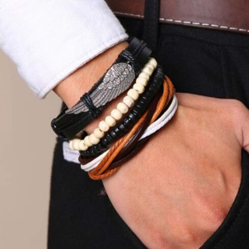 Cuff Braided Leather Bracelet for Women Men Adjustable Friendship Leather Cuff Anchor Life Gift Braided Bracelets Birthday Anniversary in Saudi Arabia