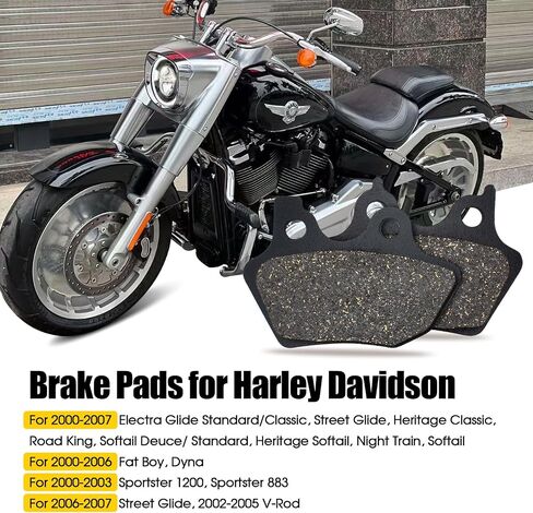 Front and Rear Brake Pads for Harley Davidson FLHRI FLHR Road King/Heritage Softail 2000-2007/ Electra Glide/Fat Boy/Dyna Wide Glide Low Rider/Night Train/Sportster XLH883 XL1200 in Saudi Arabia