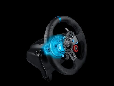 Logitech G29 Driving Force Racing Wheel and Floor Pedals, Real Force Feedback, Stainless Steel Paddle Shifters, Leather Steering Wheel Cover, Adjustable Floor Pedals, EU-Plug, PS4/PS3/PC/Mac, Black in Kuwait