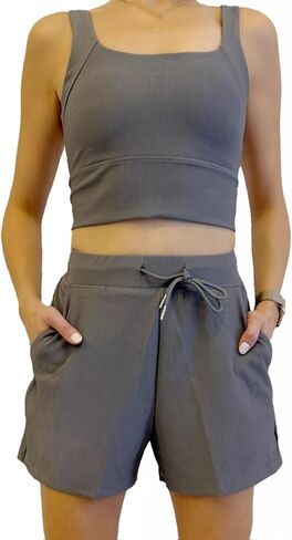 مجموعة شورتات رياضية مبطنة للرياضات-شورتات عالية الخلاص مع جيوب ، ممتدة وأنيقة لليوغا ، التمرين والملابس غير الرسمية in Kuwait