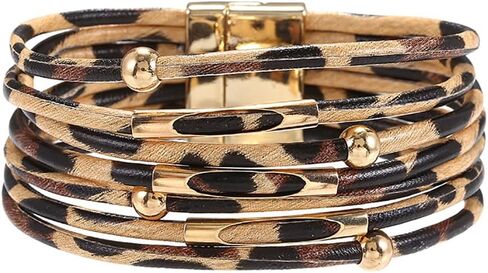 أساور Zmanyijew الجلود الملتفة للنساء ، أساور بوهو الكفة متعددة الطبقات كفة الكفة الكفة متعددة الوفقات النمرات مصفرة الكفة معصم الكفة in Kuwait