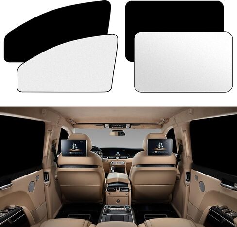 ZATOOTO Car Window Shades Sun Shade for Privacy 4Pack, Car Window Covers 100% Light Blocking for Sleeping & Stay Cool, Reflects Sunlight, Universal Fit in Saudi Arabia