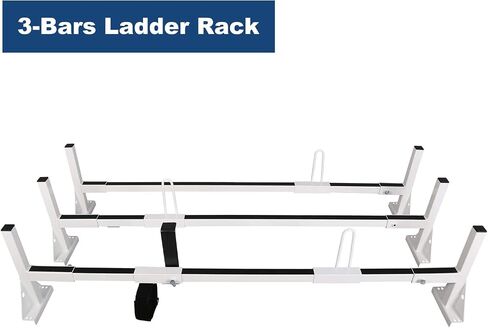ECOTRIC Universal 750LBS Capacity 3 Bars Ladder Roof Racks 68"-75" Compatible with Ford E150 250 350 Chevy Chevrolet Express 1500 2500 3500 GMC Savana with Rain Gutters Kayak Canoe Lumber Pipe Cargo in Saudi Arabia