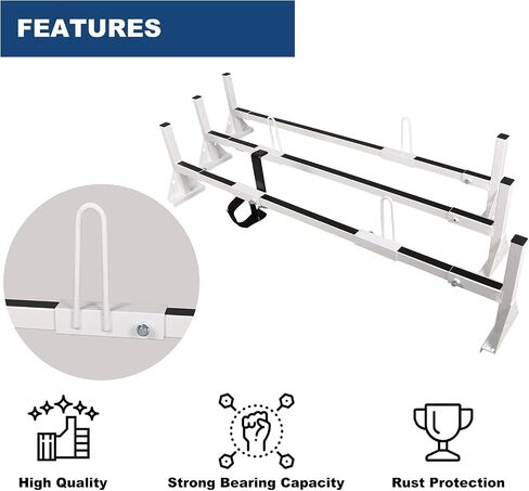 ECOTRIC Universal 750LBS Capacity 3 Bars Ladder Roof Racks 68"-75" Compatible with Ford E150 250 350 Chevy Chevrolet Express 1500 2500 3500 GMC Savana with Rain Gutters Kayak Canoe Lumber Pipe Cargo in Saudi Arabia