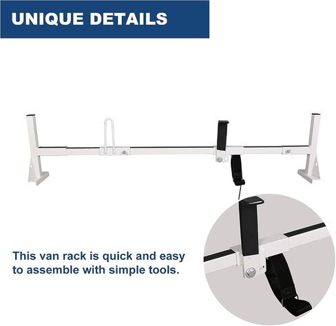 ECOTRIC Universal 750LBS Capacity 3 Bars Ladder Roof Racks 68"-75" Compatible with Ford E150 250 350 Chevy Chevrolet Express 1500 2500 3500 GMC Savana with Rain Gutters Kayak Canoe Lumber Pipe Cargo in Saudi Arabia