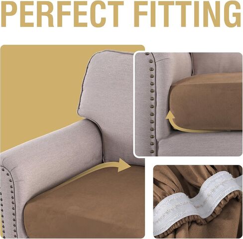 H.VERSAILTEX Suede Stretch Couch Cushion Covers, Sofa Cushion Covers Replacement, Sectional Couch Seat Cover, Protector Slipcovers for Pets Washable (3 Piece Sofa Covers for 3 Cushion, Grey) in Saudi Arabia